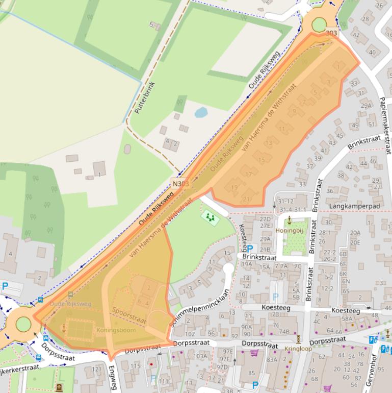 Kaart van postcodegebied 3881BW.