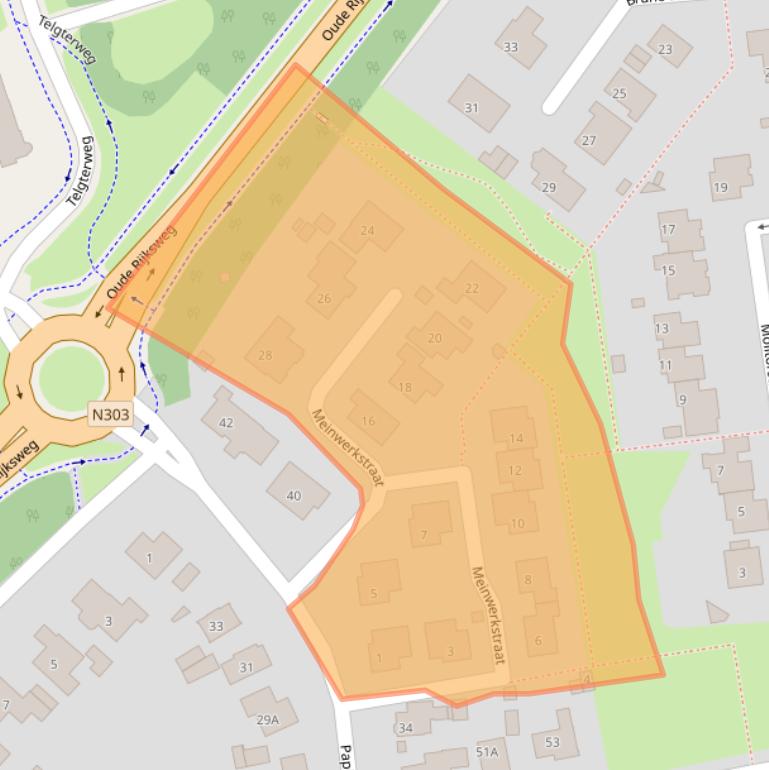 Kaart van postcodegebied 3881BX.