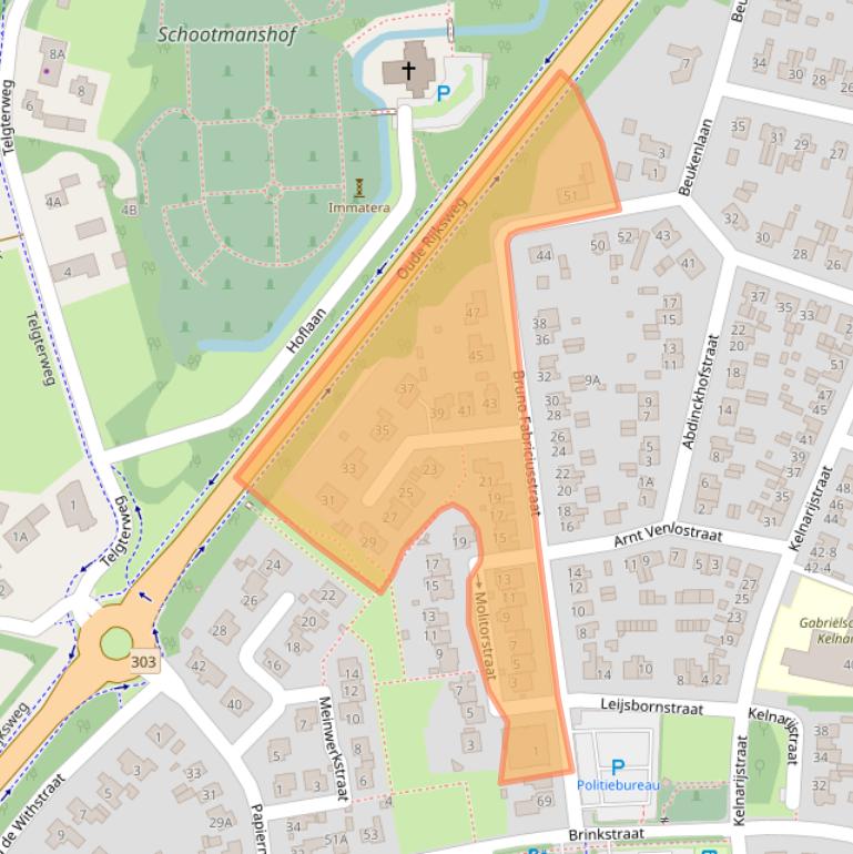 Kaart van postcodegebied 3881CL.