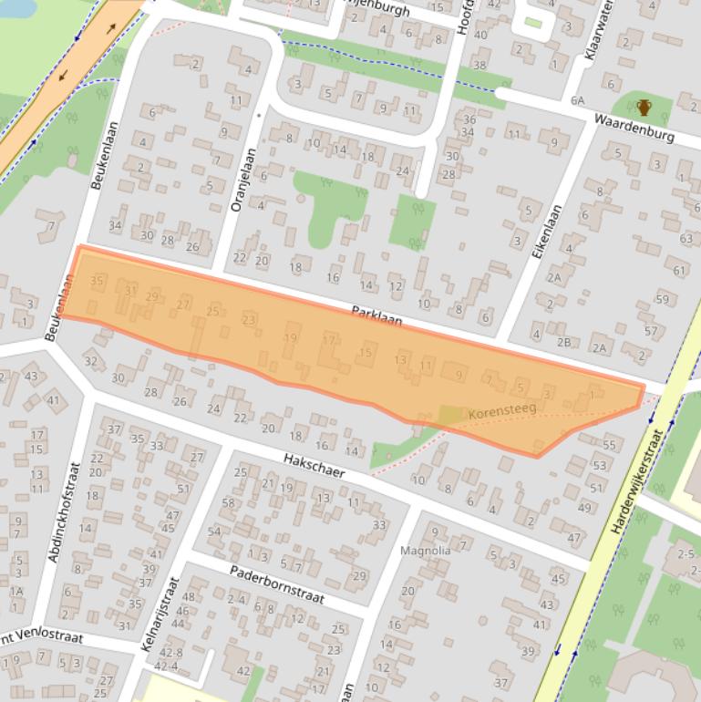 Kaart van postcodegebied 3881CS.