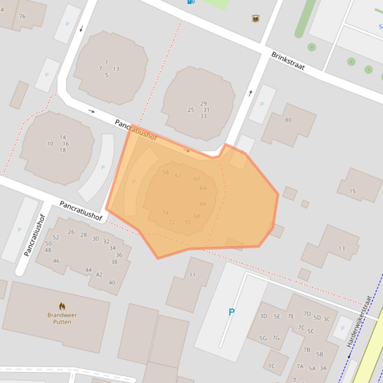 Kaart van postcodegebied 3881DH.