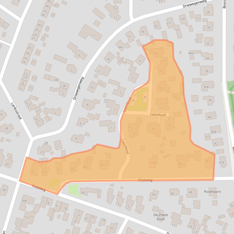 Kaart van postcodegebied 3881EB.