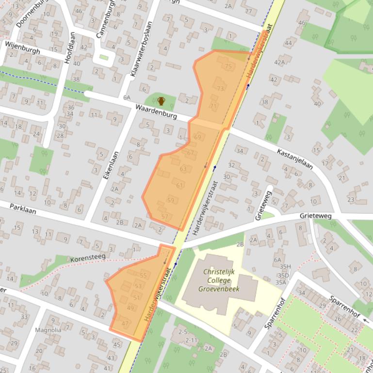 Kaart van postcodegebied 3881EE.