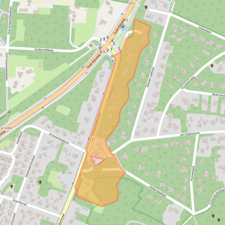 Kaart van postcodegebied 3881EJ.