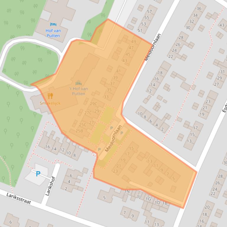 Kaart van postcodegebied 3881EM.