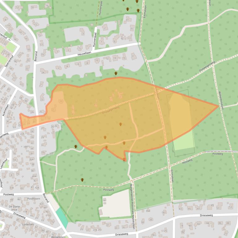 Kaart van postcodegebied 3881EX.