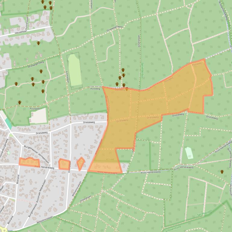 Kaart van postcodegebied 3881GC.