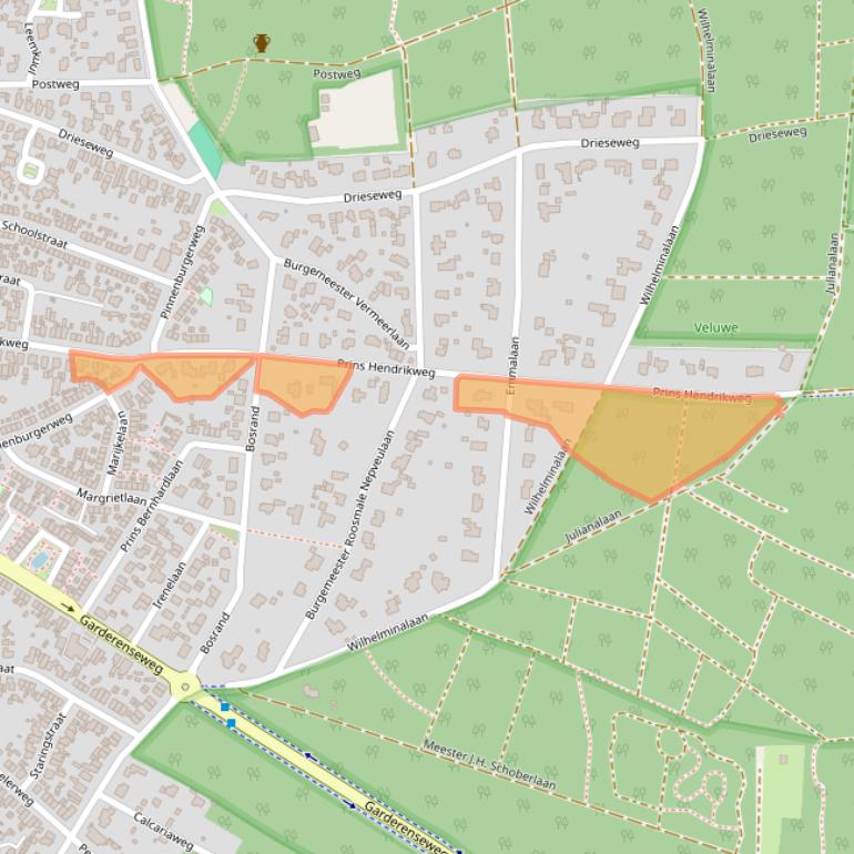 Kaart van postcodegebied 3881GG.