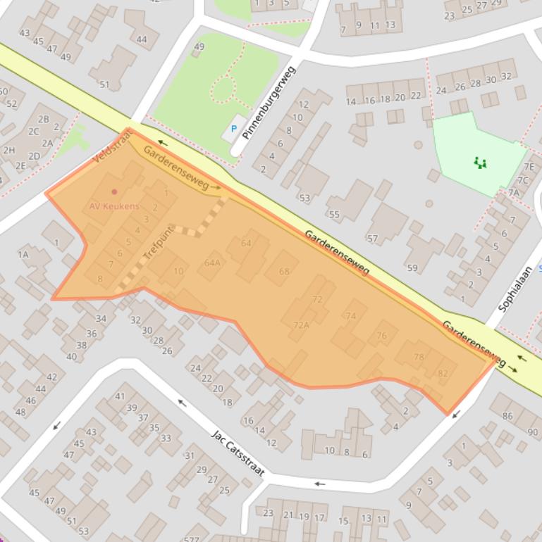 Kaart van postcodegebied 3881GM.
