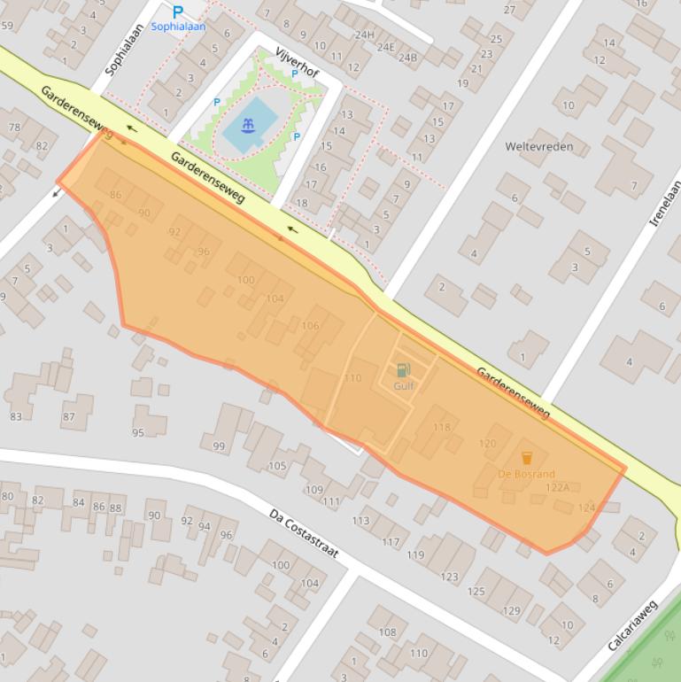 Kaart van postcodegebied 3881GN.