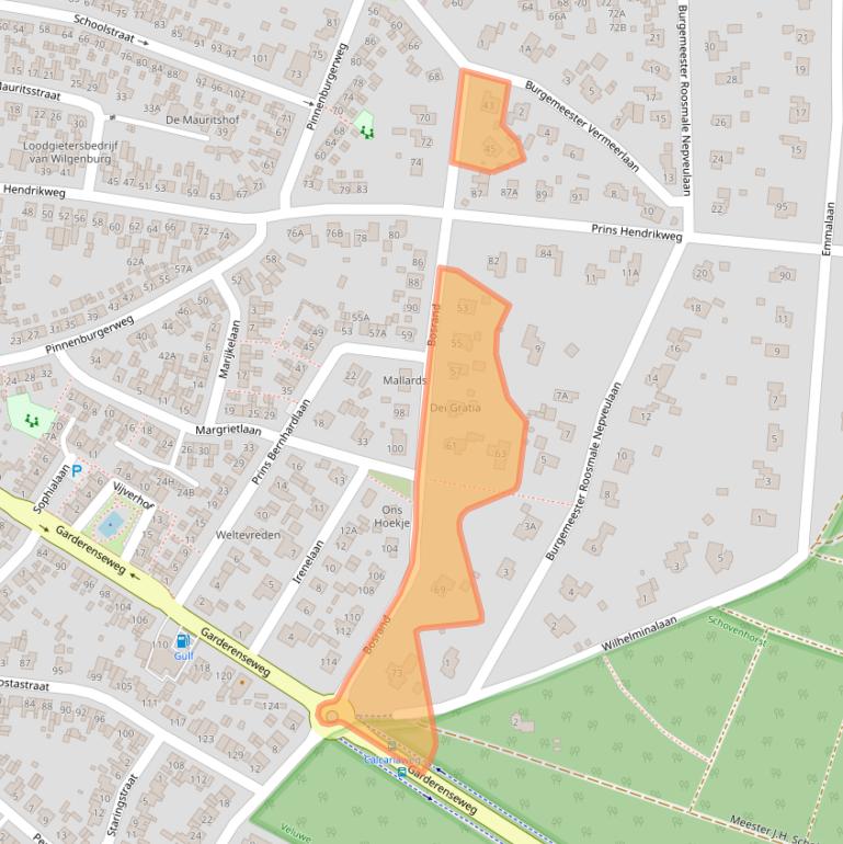 Kaart van postcodegebied 3881GT.