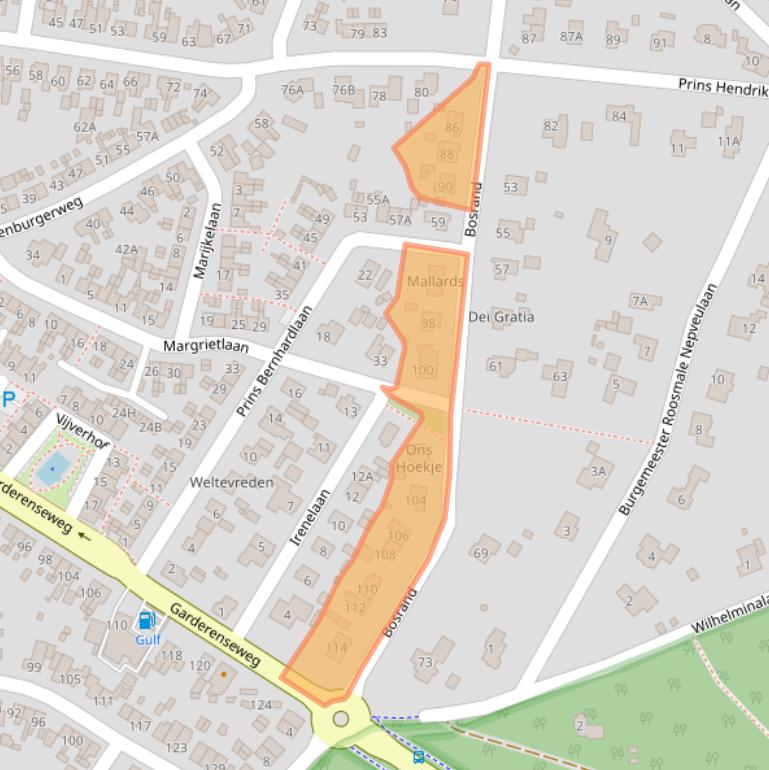 Kaart van postcodegebied 3881GX.