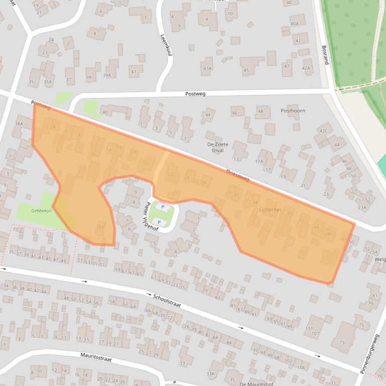 Kaart van postcodegebied 3881HD.