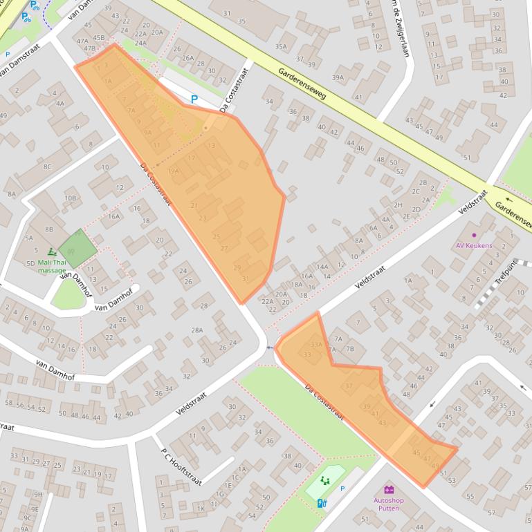 Kaart van postcodegebied 3881JD.