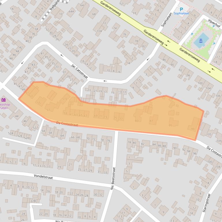 Kaart van postcodegebied 3881JE.