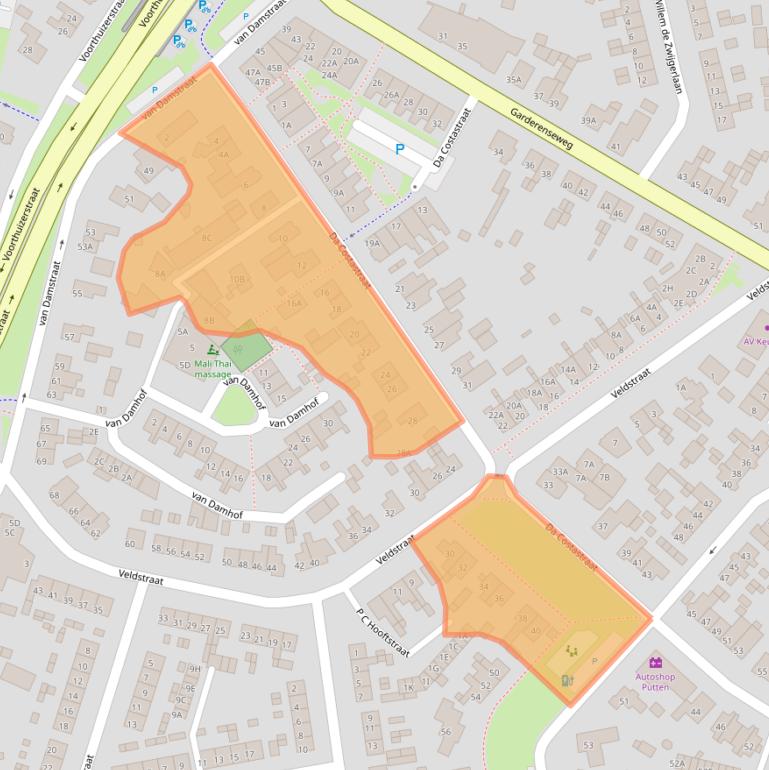 Kaart van postcodegebied 3881JH.