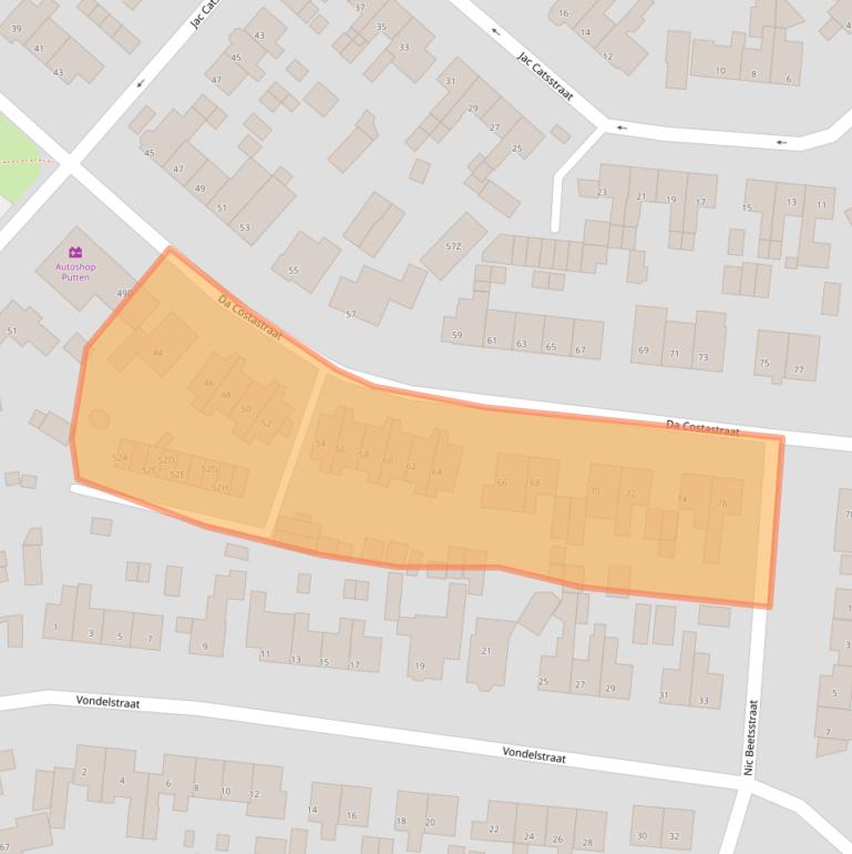 Kaart van postcodegebied 3881JJ.