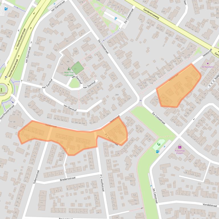 Kaart van postcodegebied 3881JM.