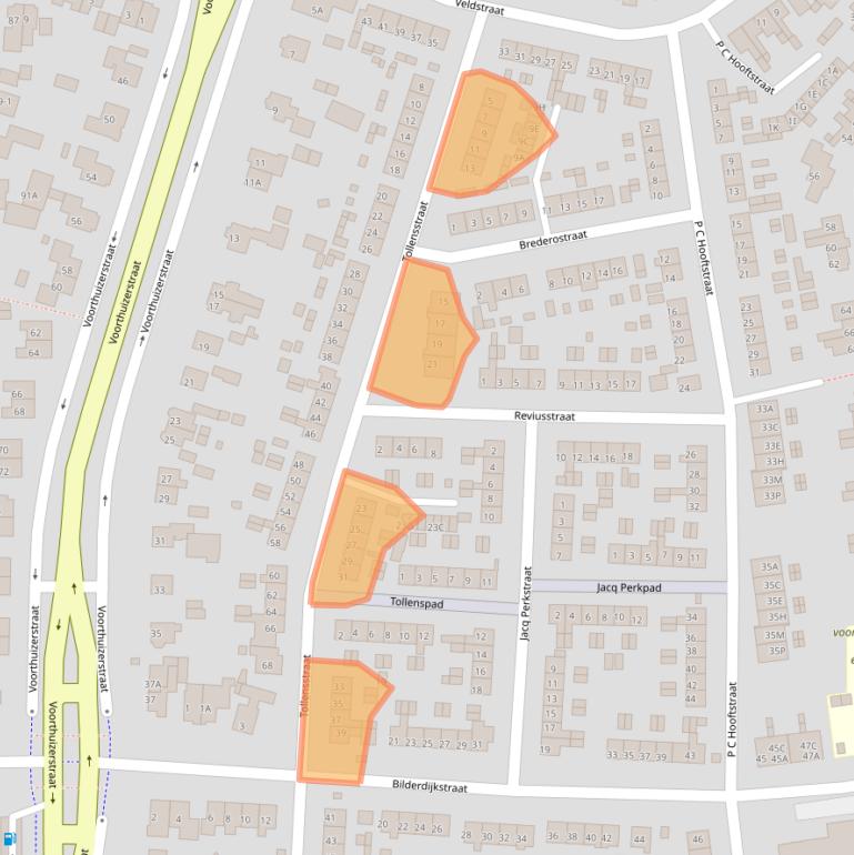 Kaart van postcodegebied 3881JR.