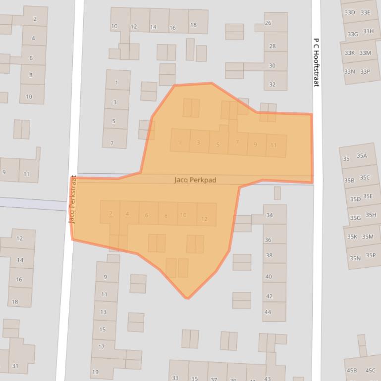 Kaart van postcodegebied 3881JZ.