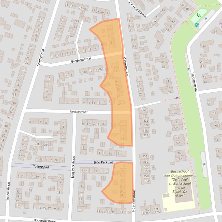 Kaart van postcodegebied 3881KE.