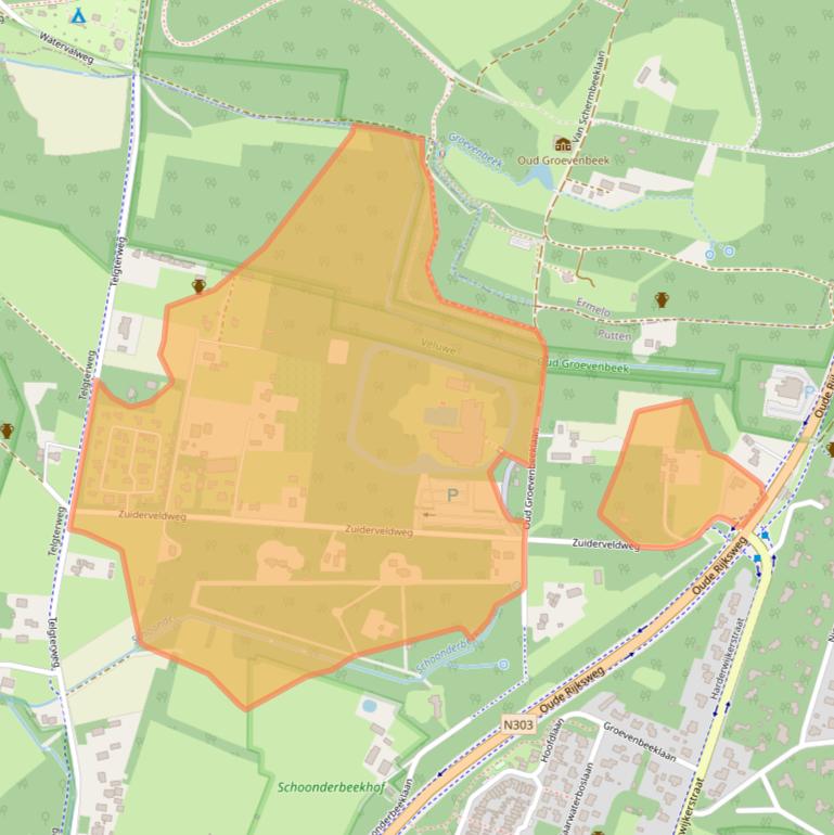 Kaart van postcodegebied 3881LJ.