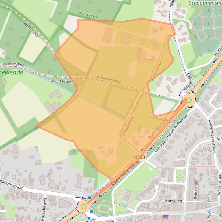 Kaart van postcodegebied 3881LK.
