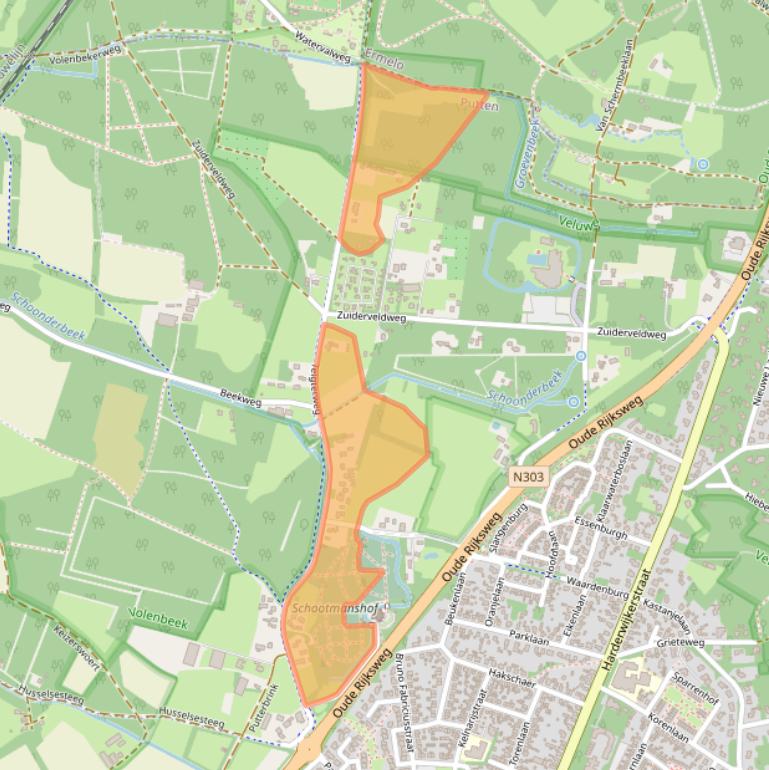 Kaart van postcodegebied 3881LM.
