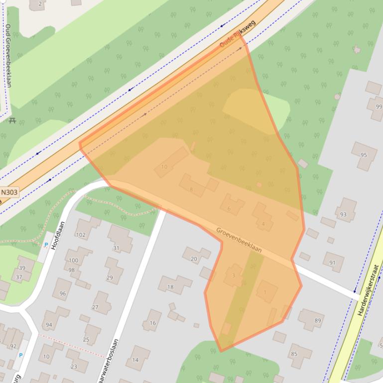 Kaart van postcodegebied 3881LP.