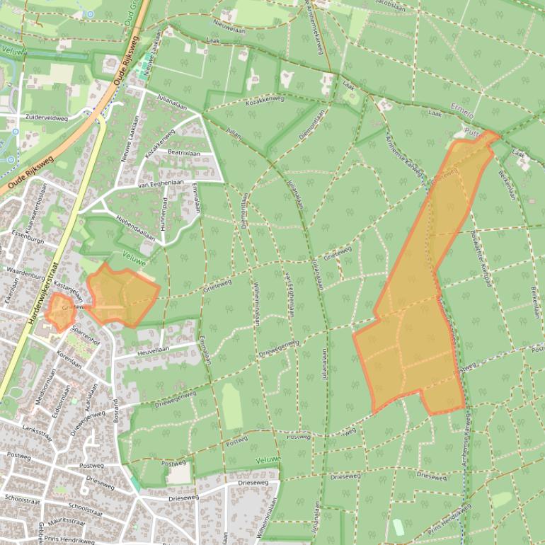 Kaart van postcodegebied 3881MA.