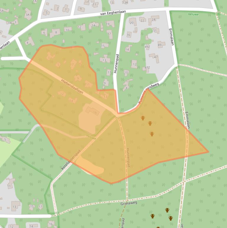 Kaart van postcodegebied 3881MC.