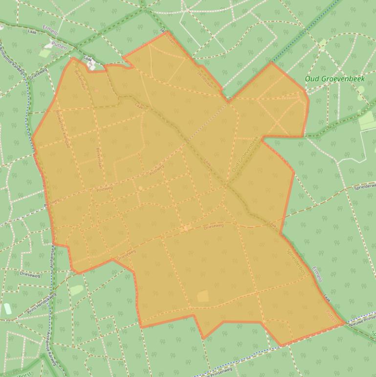 Kaart van postcodegebied 3881ML.