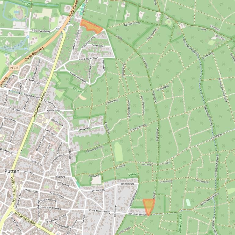 Kaart van postcodegebied 3881MP.