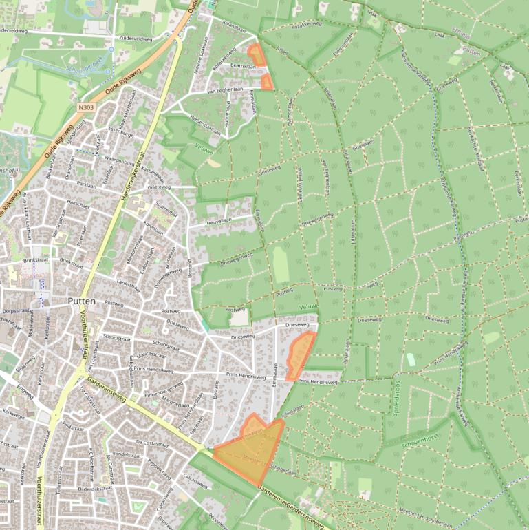 Kaart van postcodegebied 3881MR.