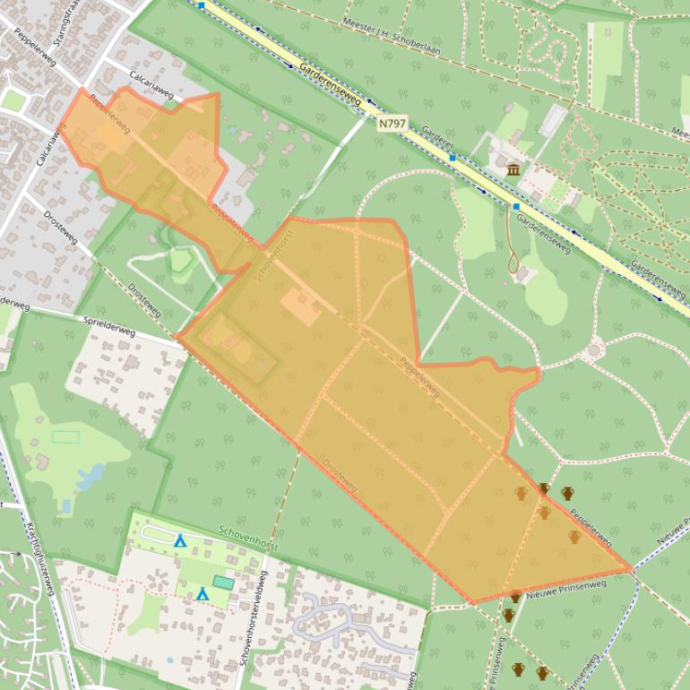 Kaart van postcodegebied 3881NA.