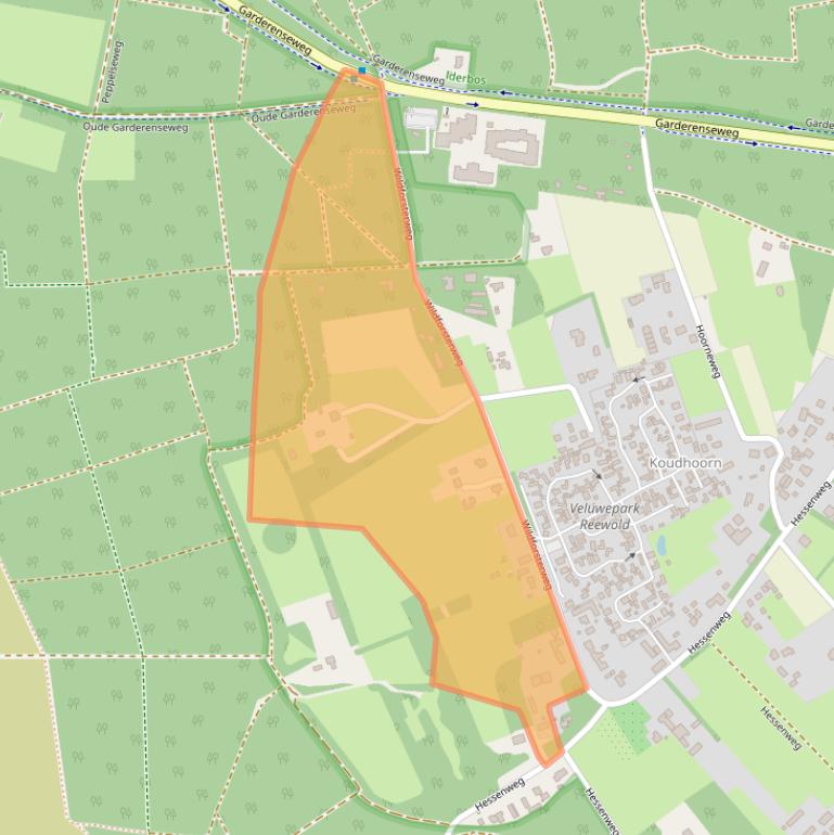 Kaart van postcodegebied 3881NJ.