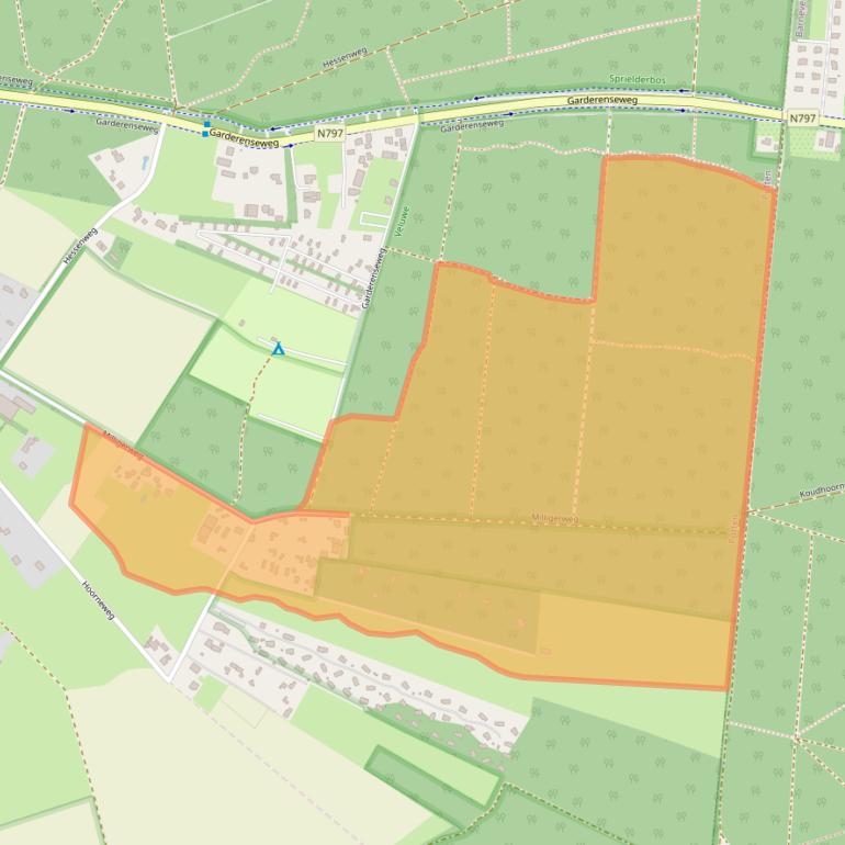 Kaart van postcodegebied 3881NP.