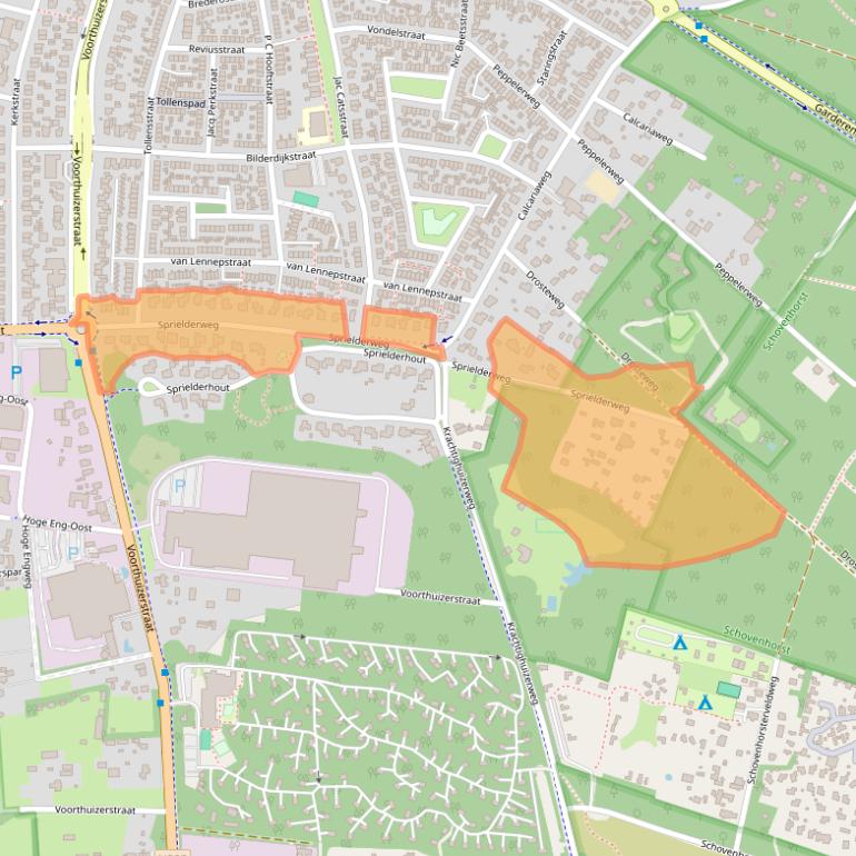 Kaart van postcodegebied 3881PA.