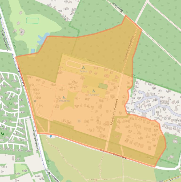 Kaart van postcodegebied 3881PB.