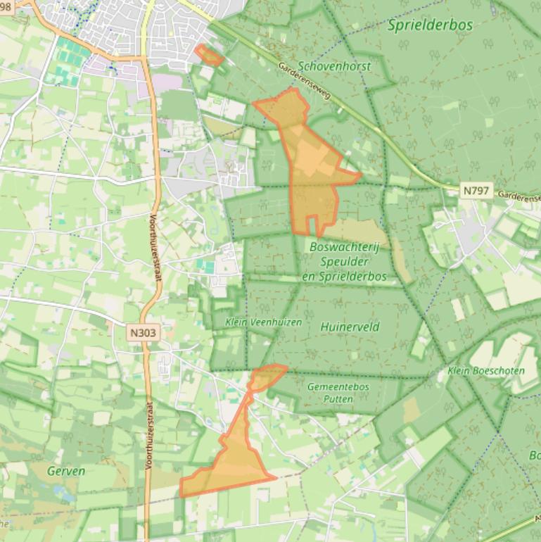 Kaart van postcodegebied 3881PE.