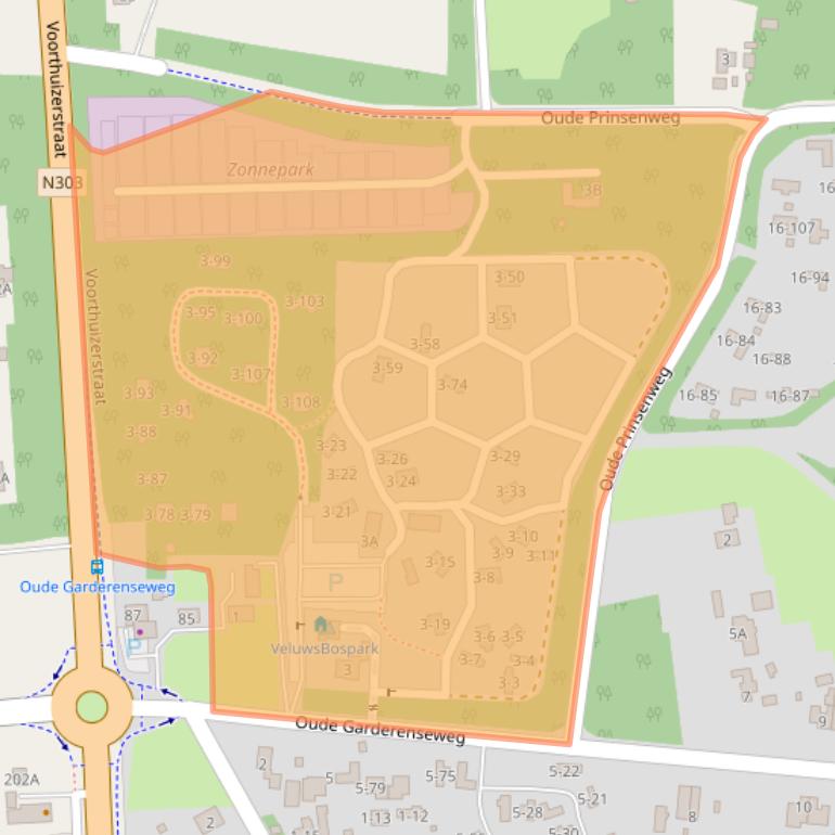 Kaart van postcodegebied 3881PN.