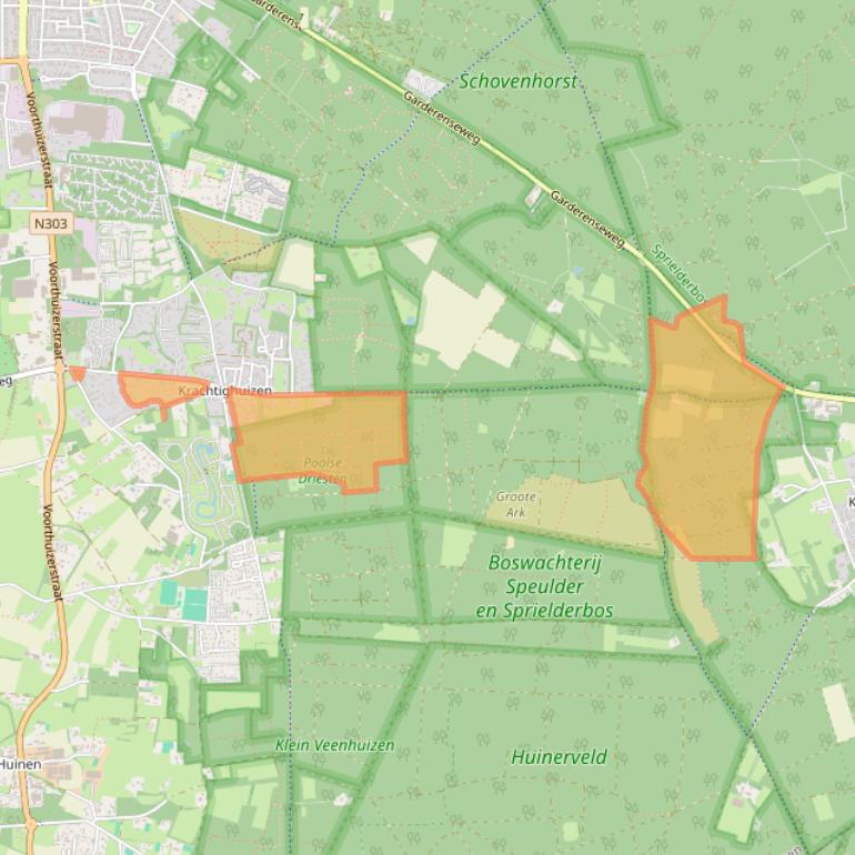 Kaart van postcodegebied 3881PR.