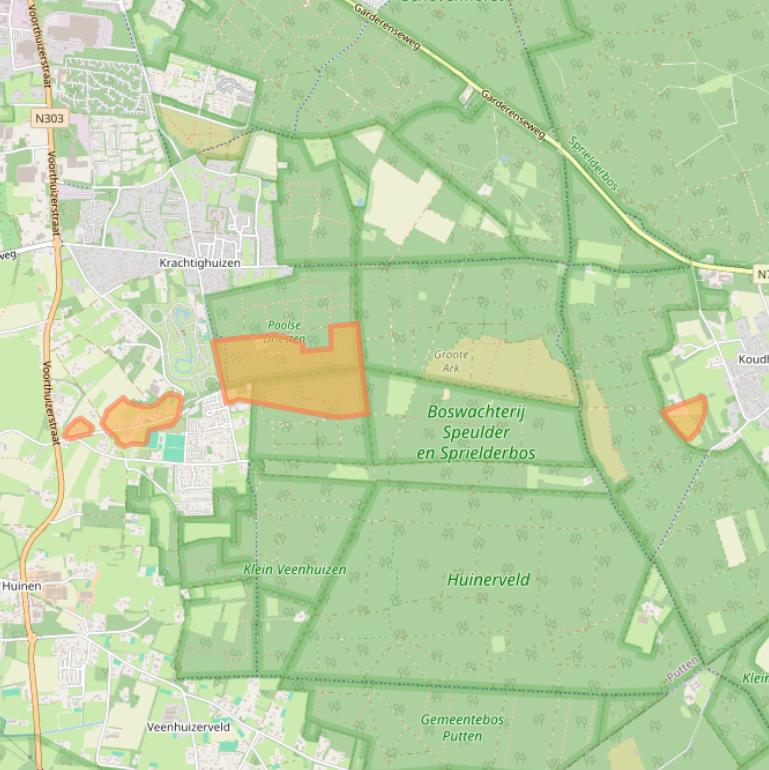 Kaart van postcodegebied 3881PW.