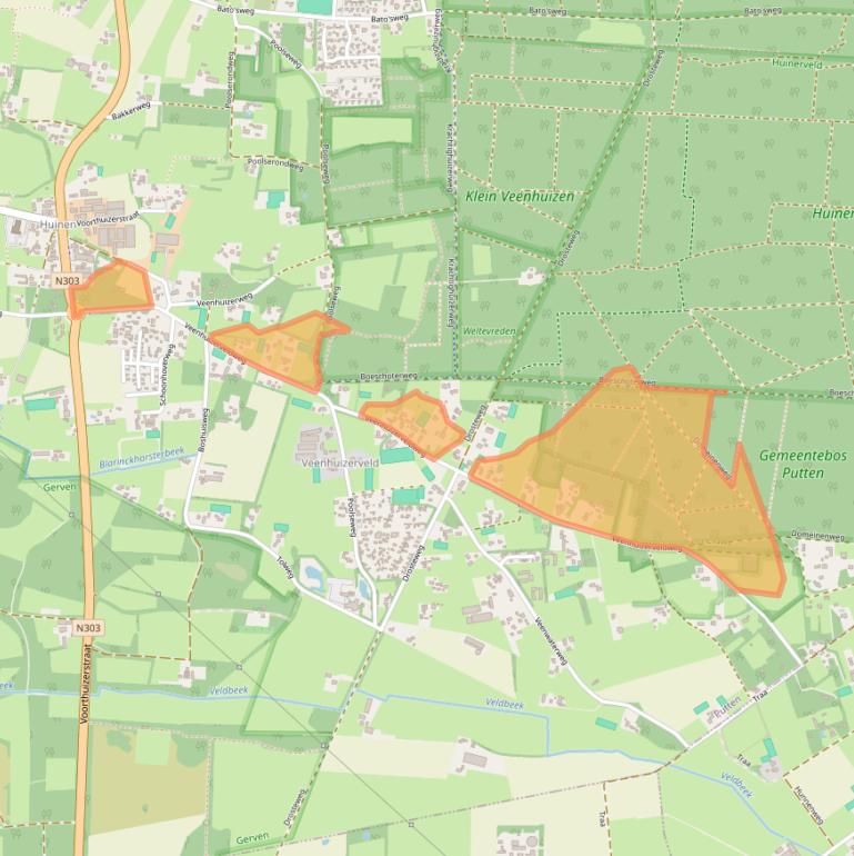 Kaart van postcodegebied 3881RE.