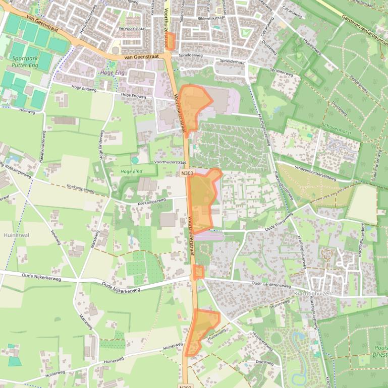 Kaart van postcodegebied 3881SC.