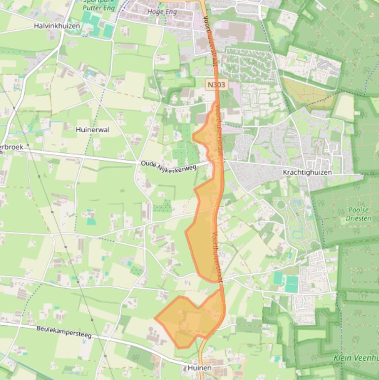 Kaart van postcodegebied 3881SM.