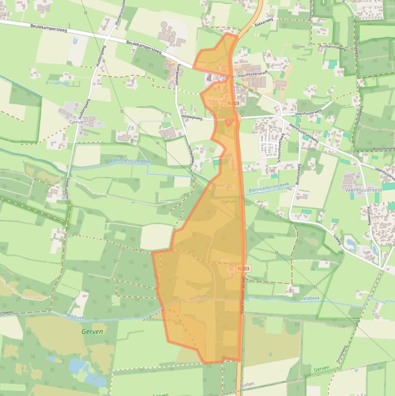Kaart van postcodegebied 3881SN.