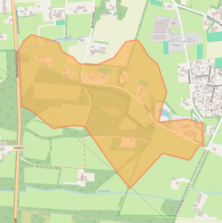 Kaart van postcodegebied 3881SX.