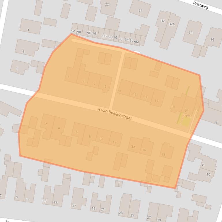 Kaart van postcodegebied 3881TM.