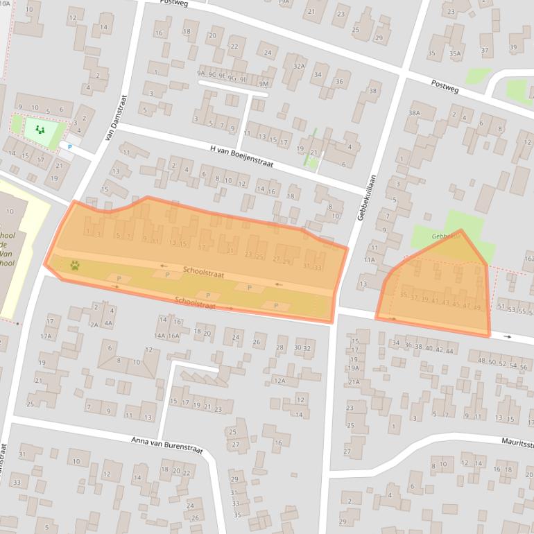 Kaart van postcodegebied 3881TN.